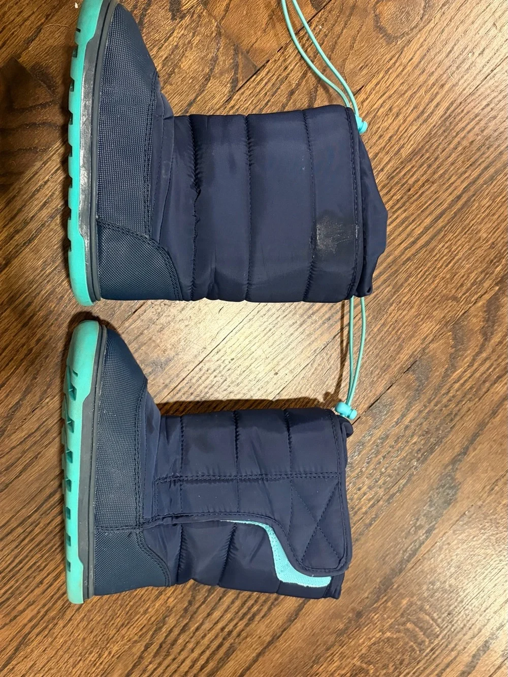 Ten Little Boys Waterproof Winter Boots - Navy with Teal Accents size 10